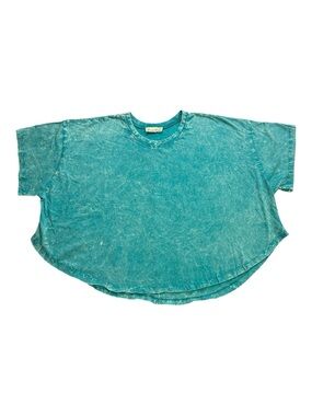 Zenana Mineral Wash Oversized Tee S/M Aqua Blue NWOT